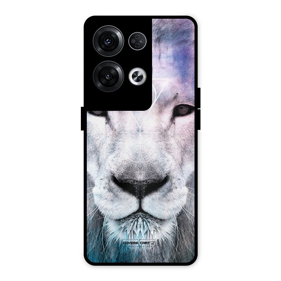 White Lion Metal Back Case for Oppo Reno8 Pro 5G