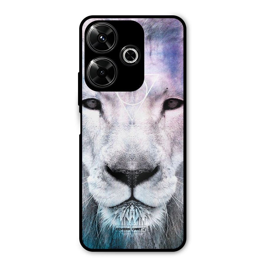 White Lion Metal Back Case for Poco M6 Plus