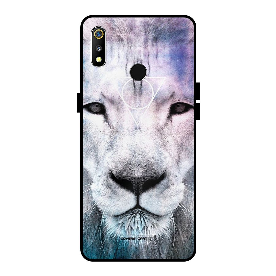 White Lion Metal Back Case for Realme 3i