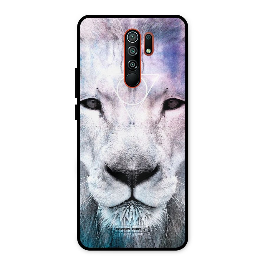 White Lion Metal Back Case for Redmi 9 Prime
