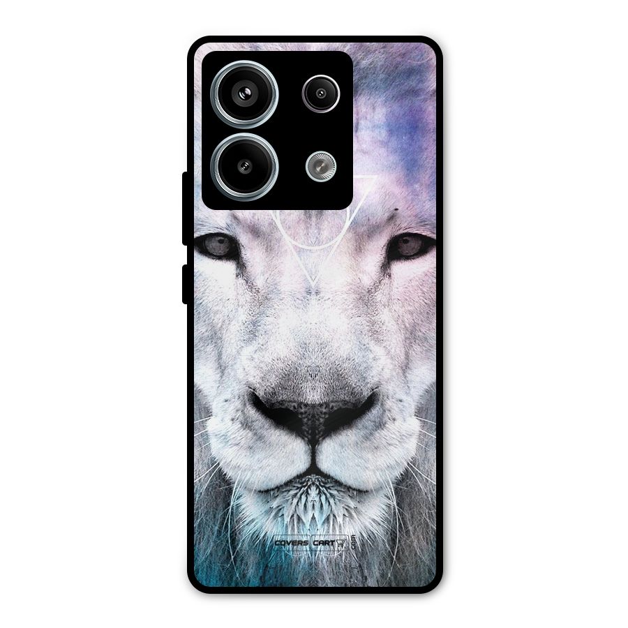 White Lion Metal Back Case for Redmi Note 13 Pro 5G