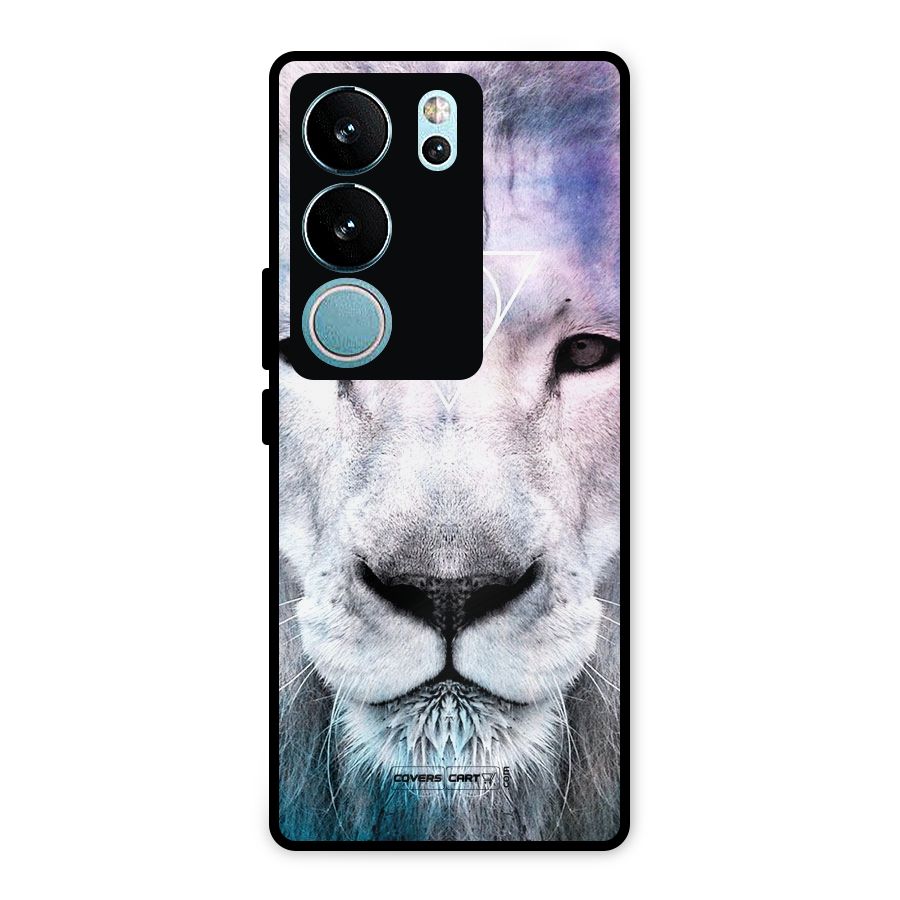 White Lion Metal Back Case for Vivo V29 Pro