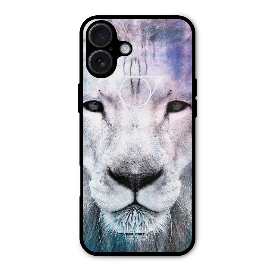 White Lion Metal Back Case for iPhone 16 Plus