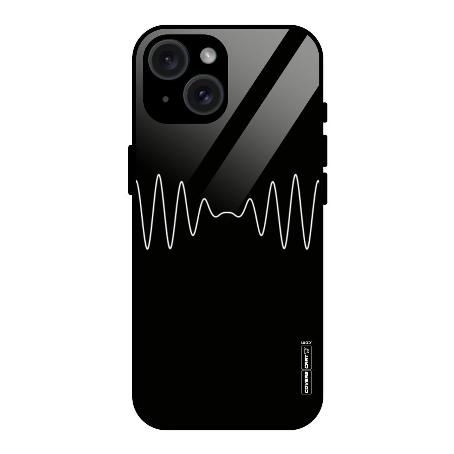 White Minimal Thread Glass Back Case for iPhone 15