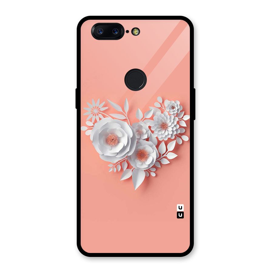 White Paper Flower Glass Back Case for OnePlus 5T