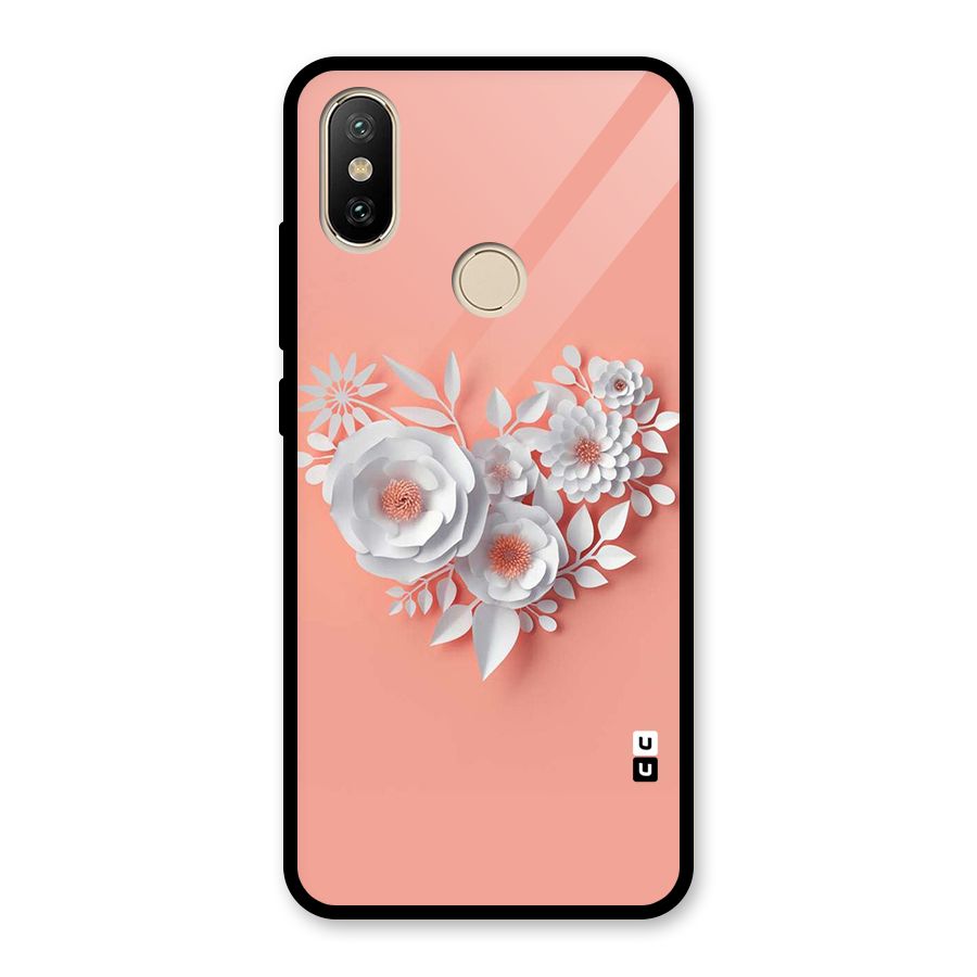 White Paper Flower Glass Back Case for Redmi A2