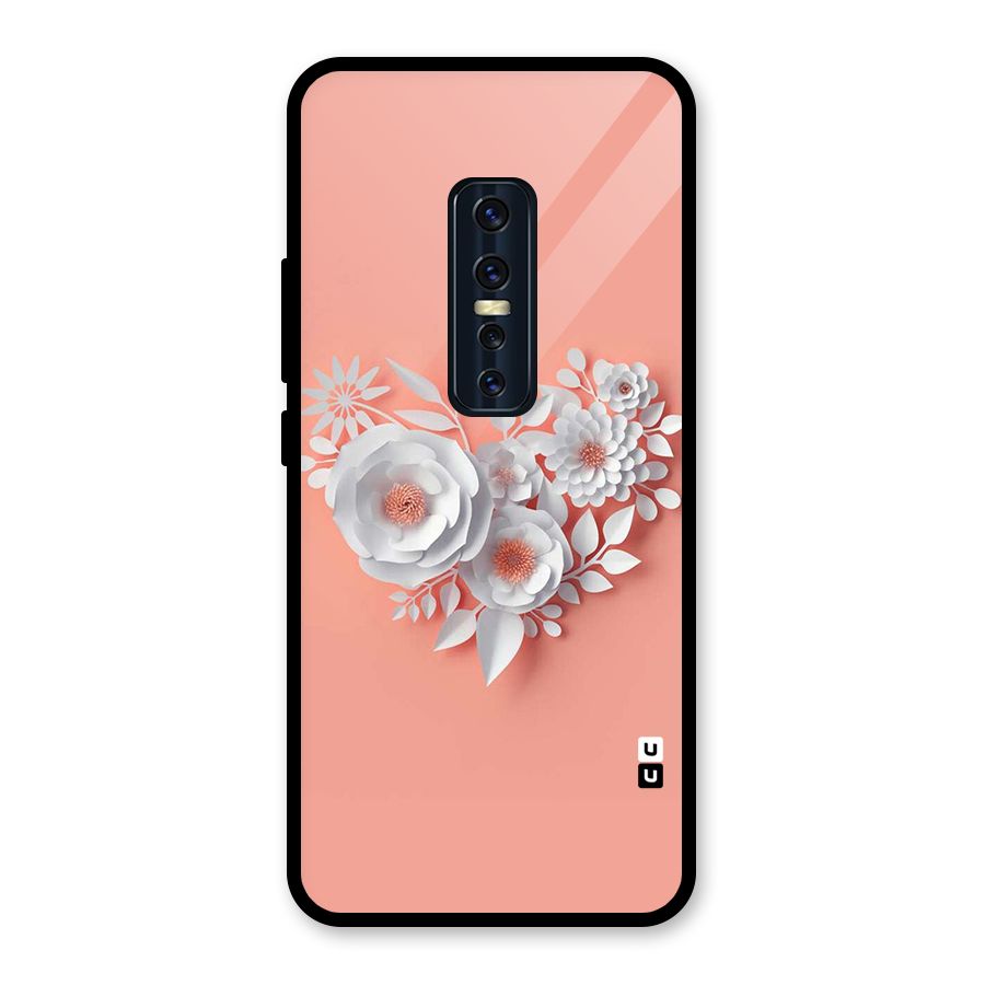 White Paper Flower Glass Back Case for Vivo V17 Pro