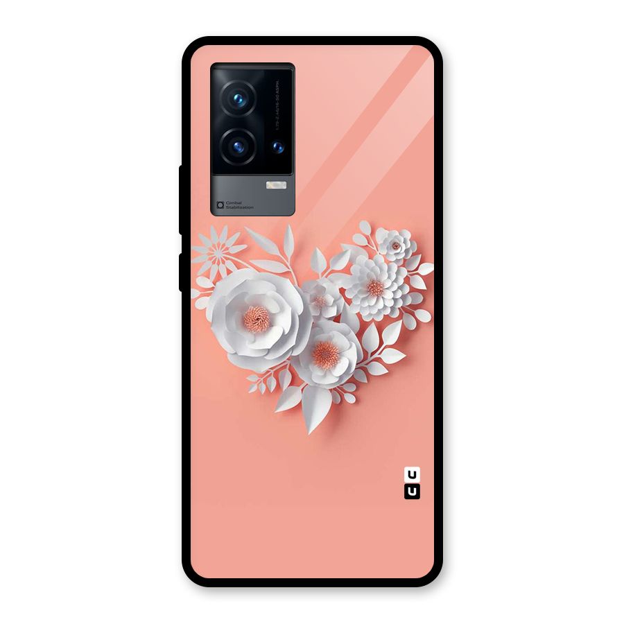 White Paper Flower Glass Back Case for iQOO 9 5G