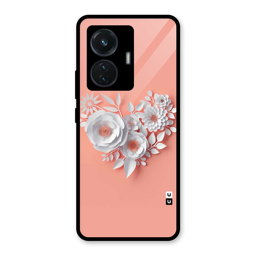 White Paper Flower Glass Back Case for iQOO Z6 44W