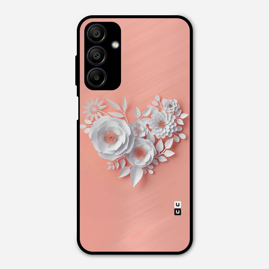 White Paper Flower Metal Back Case for Galaxy A15 5G