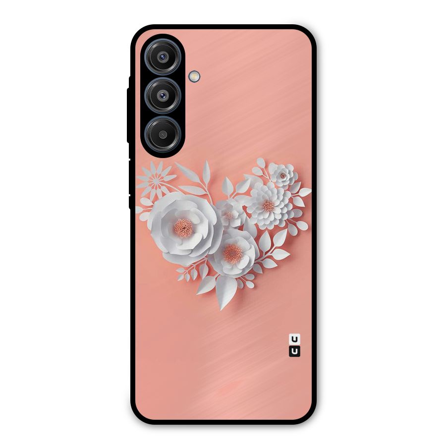 White Paper Flower Metal Back Case for Galaxy A16 5G