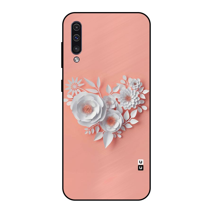 White Paper Flower Metal Back Case for Galaxy A30s