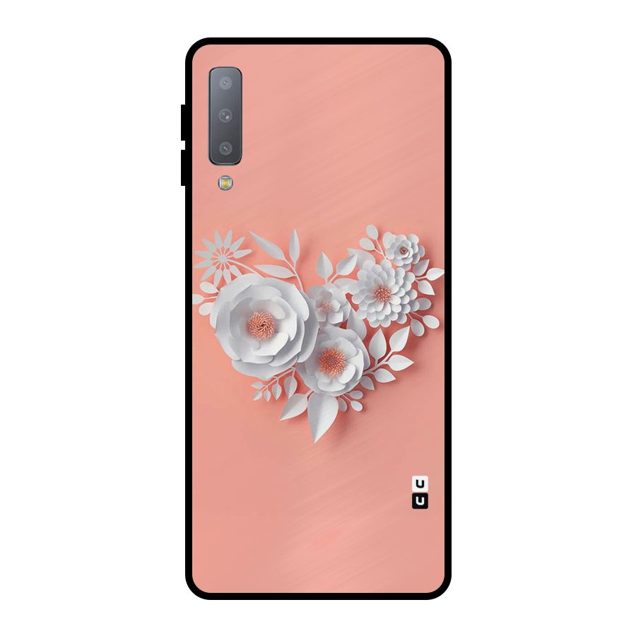 White Paper Flower Metal Back Case for Galaxy A7 (2018)