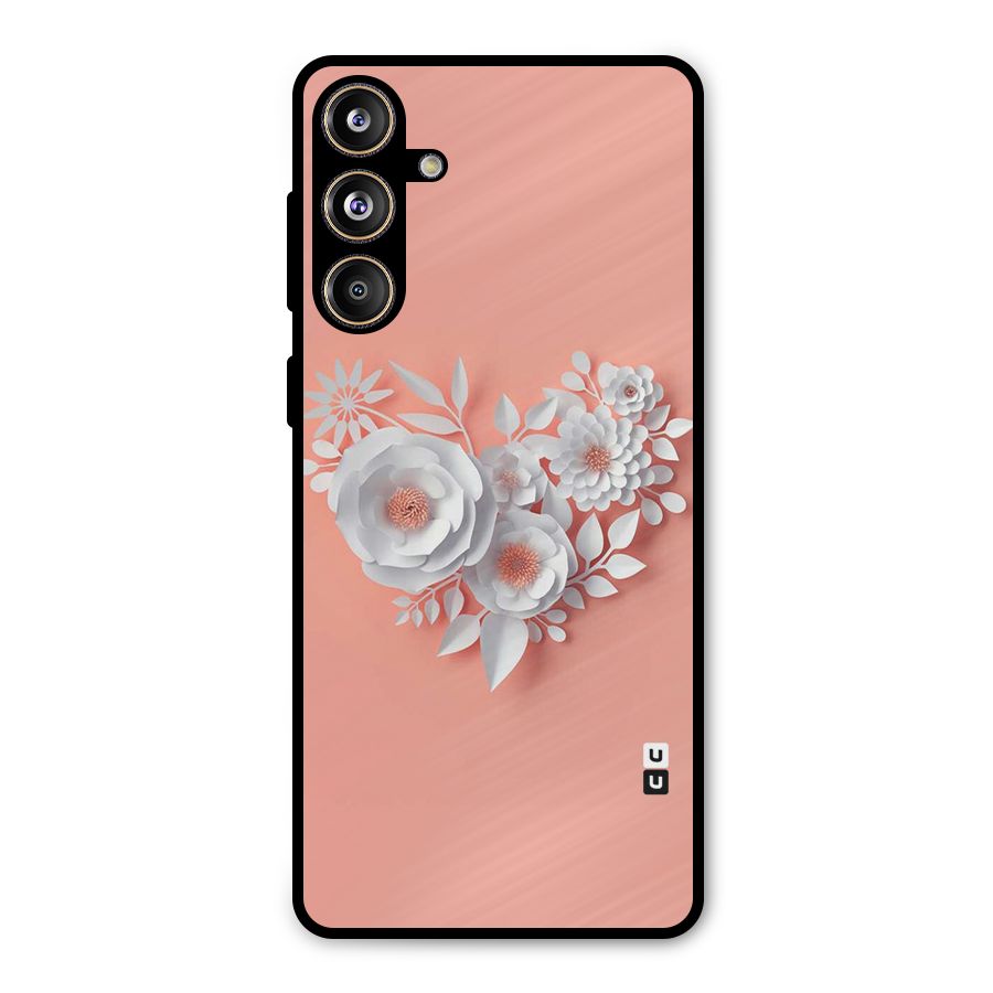 White Paper Flower Metal Back Case for Galaxy F55