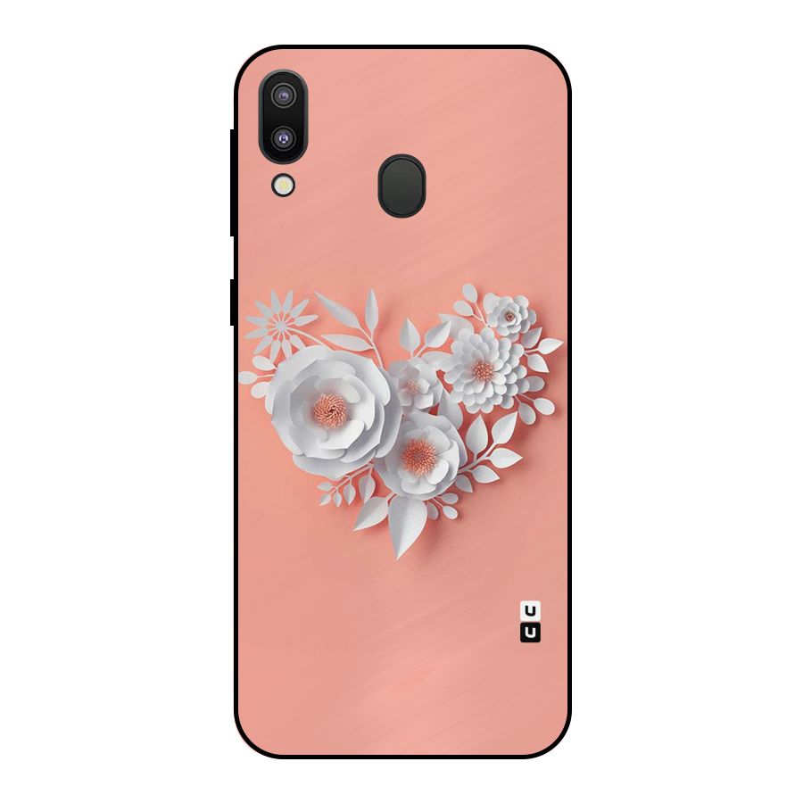White Paper Flower Metal Back Case for Galaxy M20