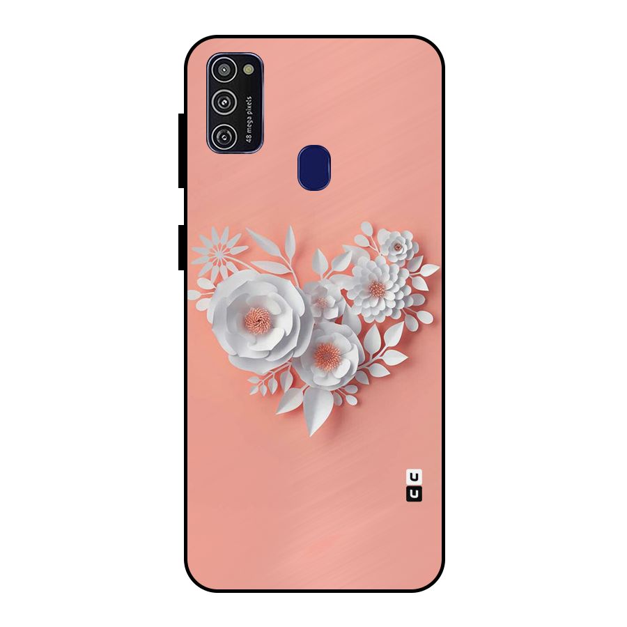 White Paper Flower Metal Back Case for Galaxy M21
