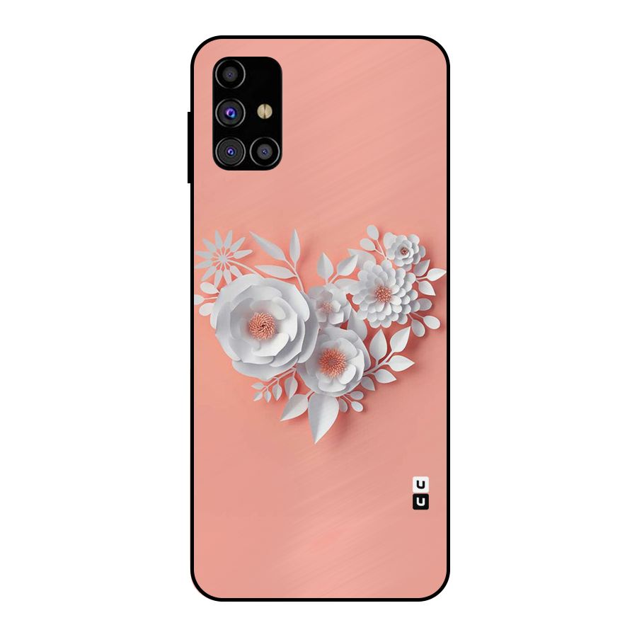 White Paper Flower Metal Back Case for Galaxy M31s