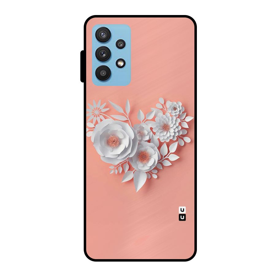 White Paper Flower Metal Back Case for Galaxy M32 5G
