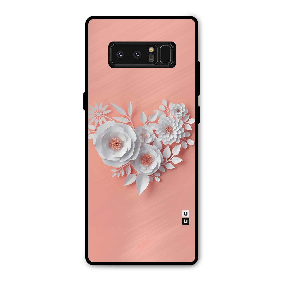 White Paper Flower Metal Back Case for Galaxy Note 8