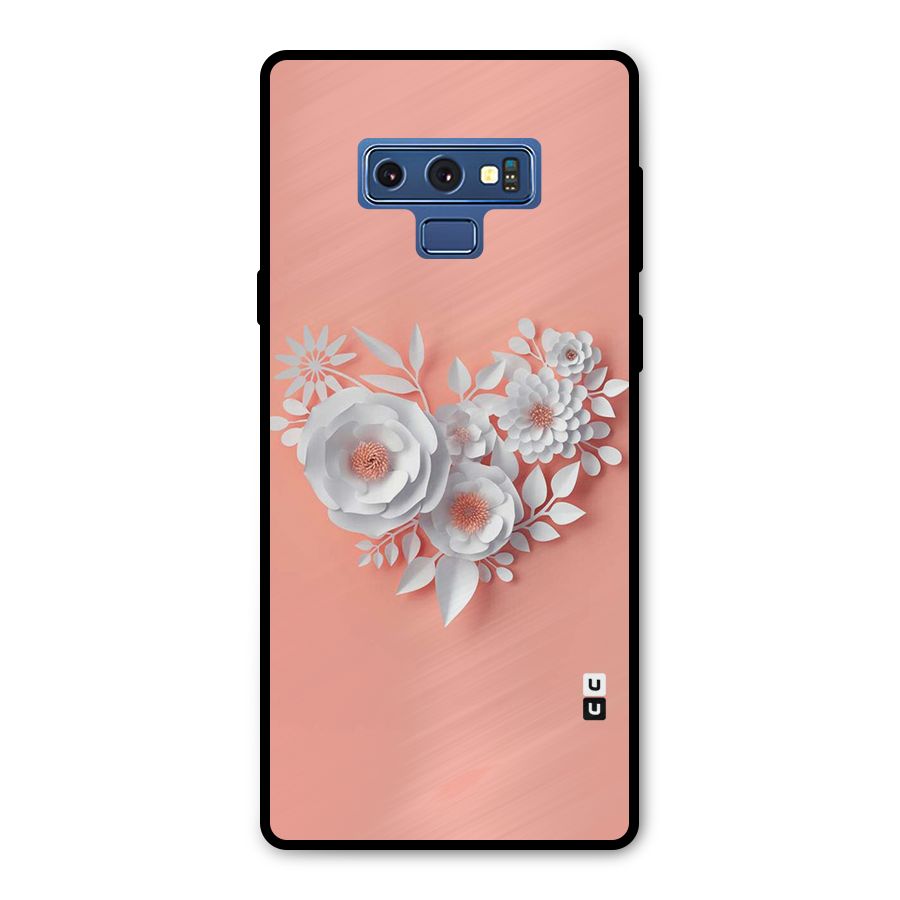 White Paper Flower Metal Back Case for Galaxy Note 9