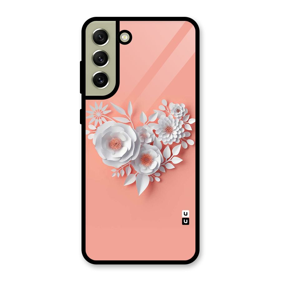 White Paper Flower Metal Back Case for Galaxy S21 FE 5G (2023)
