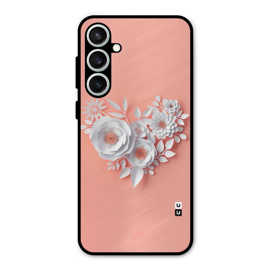 White Paper Flower Metal Back Case for Galaxy S23 FE