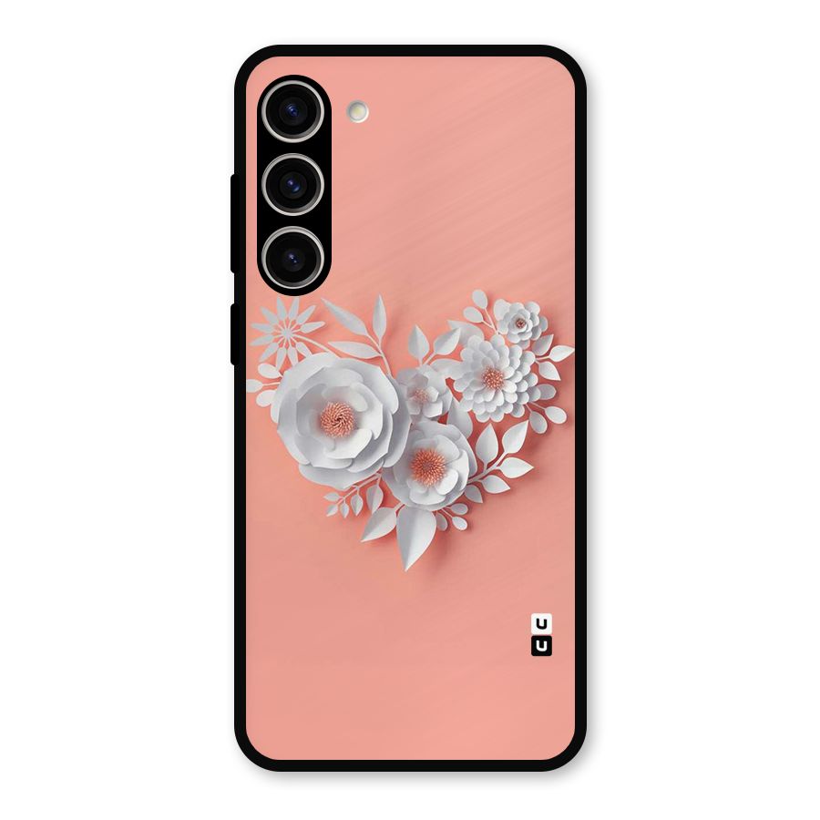 White Paper Flower Metal Back Case for Galaxy S23 Plus