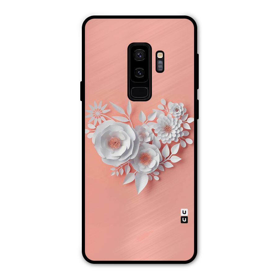 White Paper Flower Metal Back Case for Galaxy S9 Plus