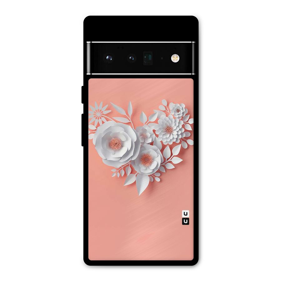 White Paper Flower Metal Back Case for Google Pixel 6 Pro