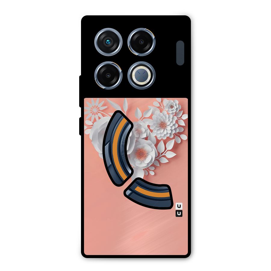 White Paper Flower Metal Back Case for Infinix GT 20 Pro