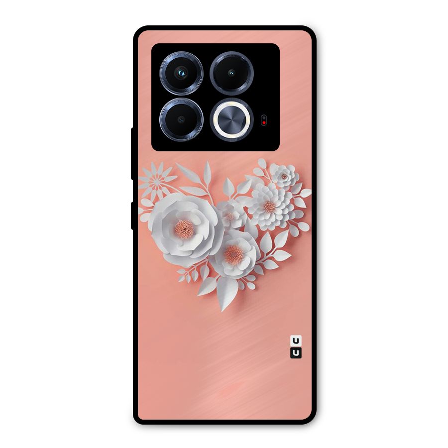 White Paper Flower Metal Back Case for Infinix Note 40 5G