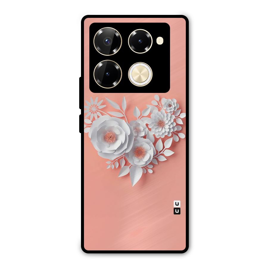White Paper Flower Metal Back Case for Infinix Note 40 Pro Plus