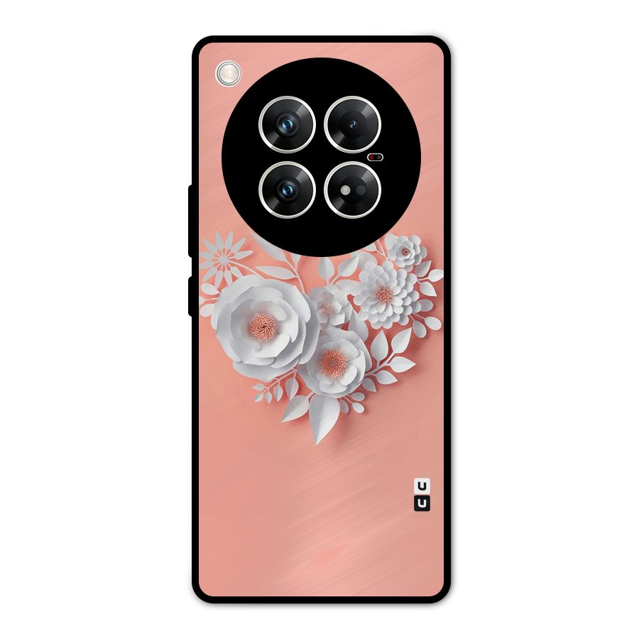 White Paper Flower Metal Back Case for Infinix Zero 40 5G