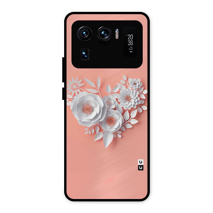 White Paper Flower Metal Back Case for Mi 11 Ultra