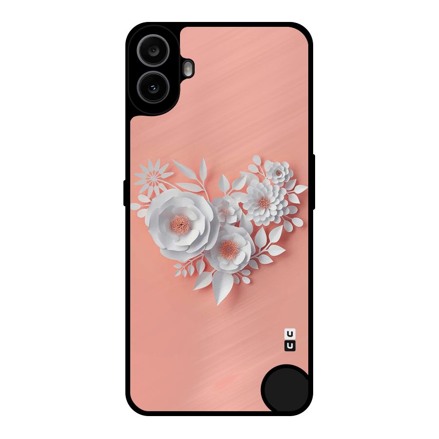 White Paper Flower Metal Back Case for Nothing CMF Phone 1
