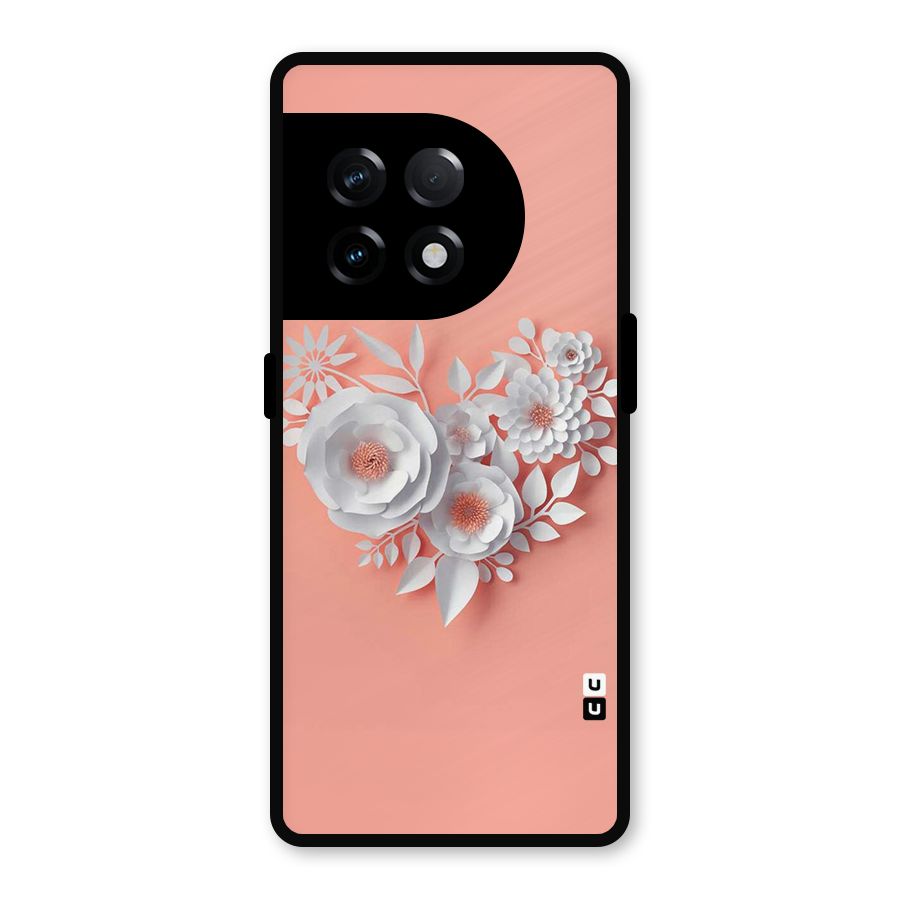 White Paper Flower Metal Back Case for OnePlus 11R