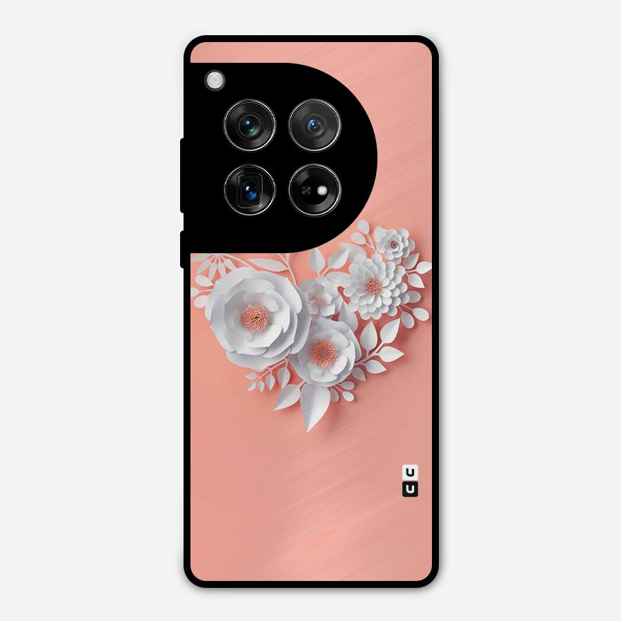 White Paper Flower Metal Back Case for OnePlus 12