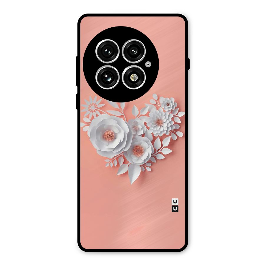 White Paper Flower Metal Back Case for OnePlus 13