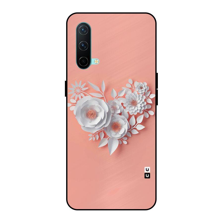 White Paper Flower Metal Back Case for OnePlus Nord CE 5G