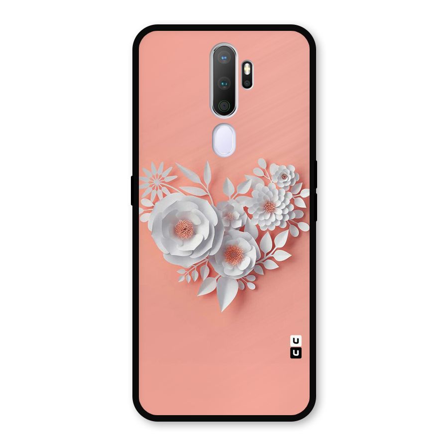 White Paper Flower Metal Back Case for Oppo A5 (2020)