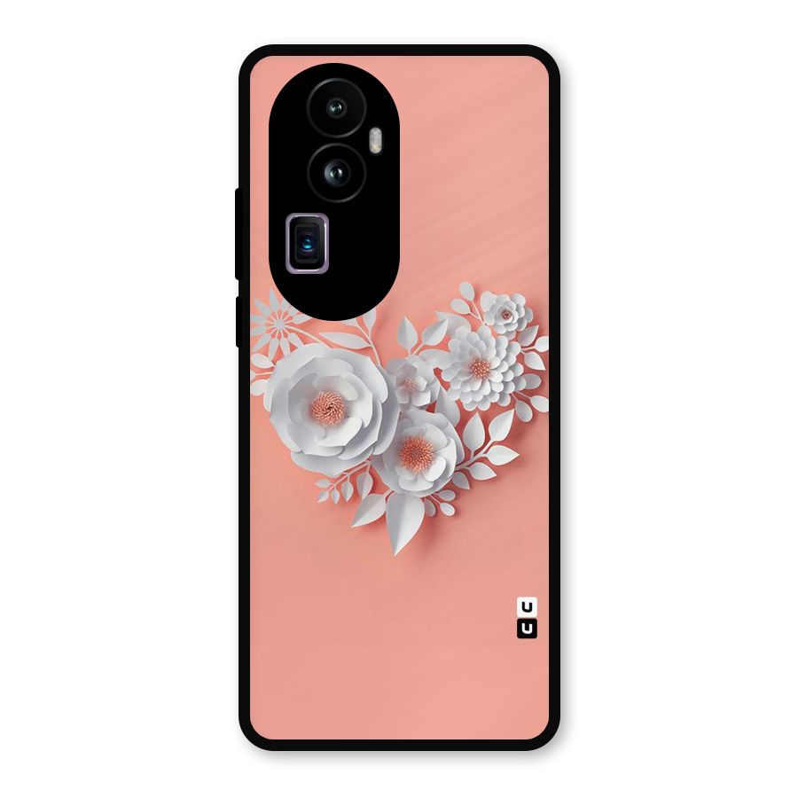 White Paper Flower Metal Back Case for Oppo Reno10 Pro Plus