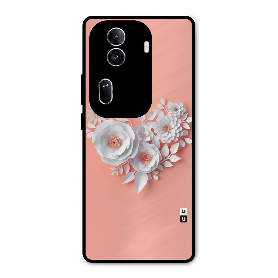 White Paper Flower Metal Back Case for Oppo Reno11 Pro 5G