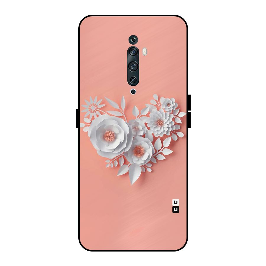 White Paper Flower Metal Back Case for Oppo Reno2 Z