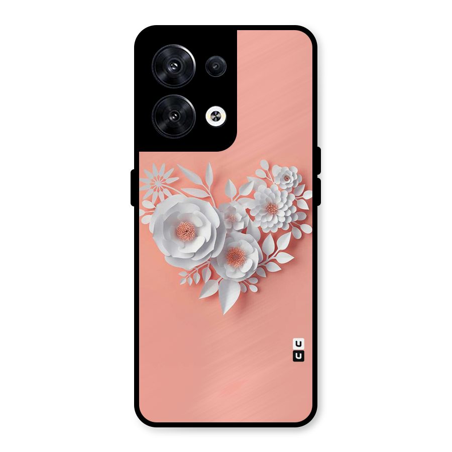 White Paper Flower Metal Back Case for Oppo Reno8 5G
