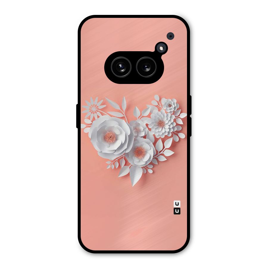 White Paper Flower Metal Back Case for Nothing Phone 2a