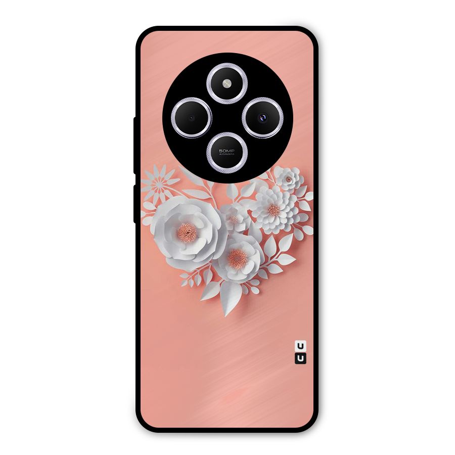White Paper Flower Metal Back Case for Poco M7