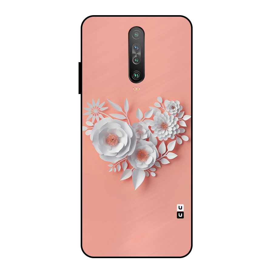 White Paper Flower Metal Back Case for Poco X2