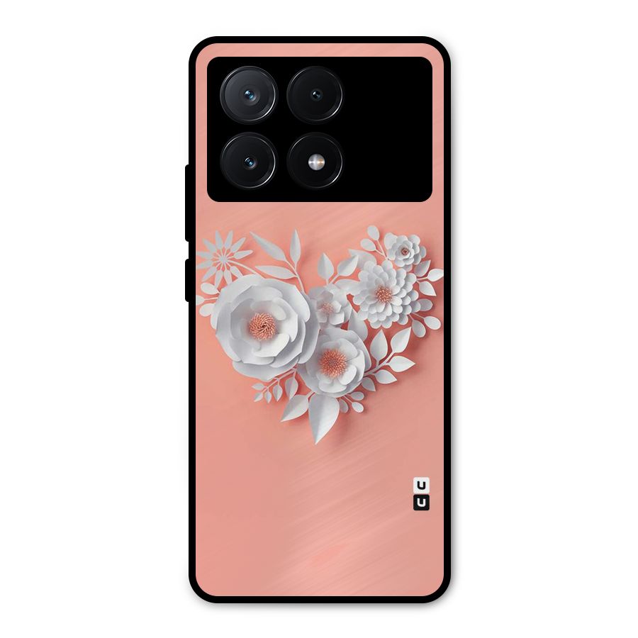 White Paper Flower Metal Back Case for Poco X6 Pro