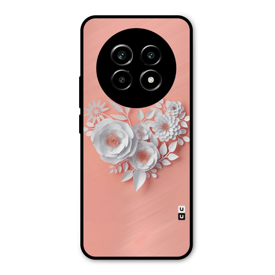 White Paper Flower Metal Back Case for Realme 13 Pro