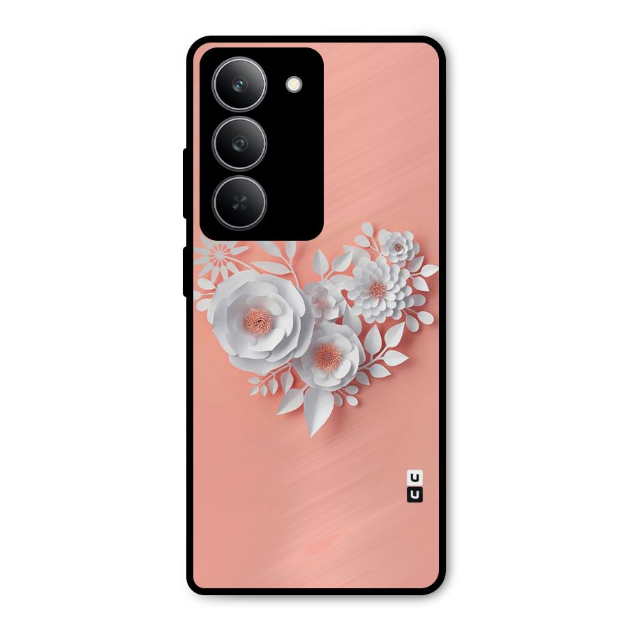 White Paper Flower Metal Back Case for Realme 14x